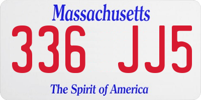MA license plate 336JJ5