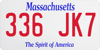 MA license plate 336JK7