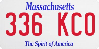 MA license plate 336KC0