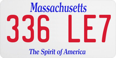 MA license plate 336LE7