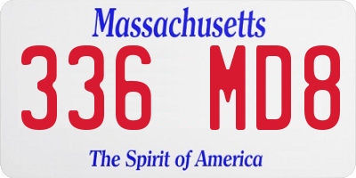 MA license plate 336MD8