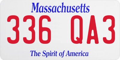 MA license plate 336QA3