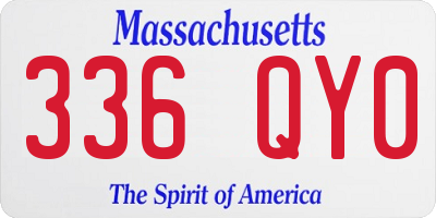 MA license plate 336QY0