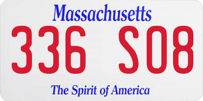 MA license plate 336SO8