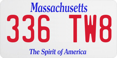 MA license plate 336TW8