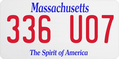 MA license plate 336UO7