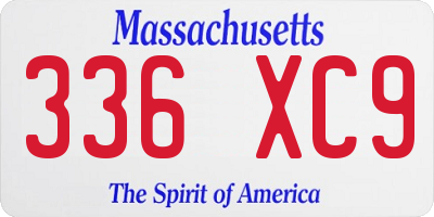 MA license plate 336XC9