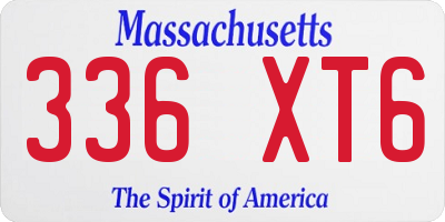 MA license plate 336XT6