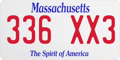 MA license plate 336XX3