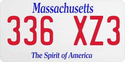 MA license plate 336XZ3