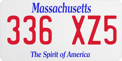 MA license plate 336XZ5