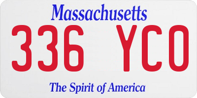 MA license plate 336YC0