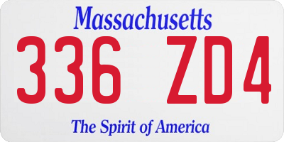 MA license plate 336ZD4