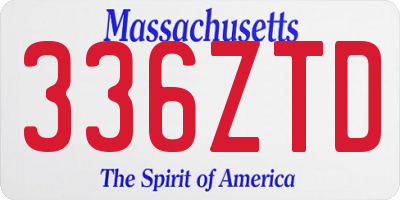 MA license plate 336ZTD