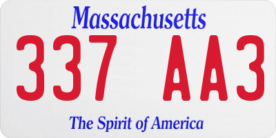 MA license plate 337AA3