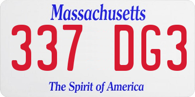 MA license plate 337DG3