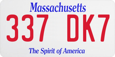 MA license plate 337DK7