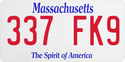 MA license plate 337FK9