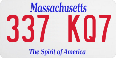 MA license plate 337KQ7