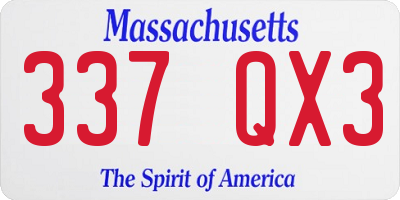 MA license plate 337QX3