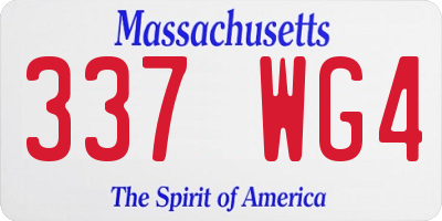 MA license plate 337WG4