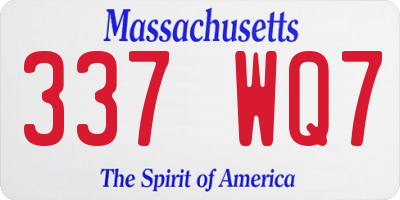 MA license plate 337WQ7