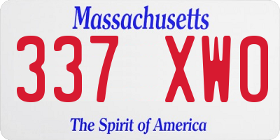 MA license plate 337XW0