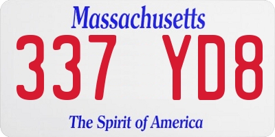 MA license plate 337YD8