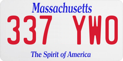 MA license plate 337YW0