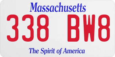 MA license plate 338BW8