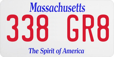 MA license plate 338GR8
