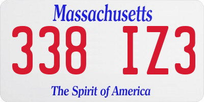 MA license plate 338IZ3