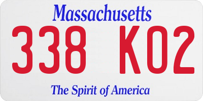 MA license plate 338KO2