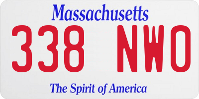 MA license plate 338NW0