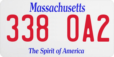 MA license plate 338OA2