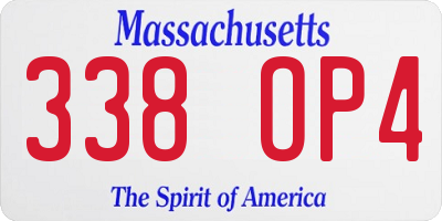 MA license plate 338OP4