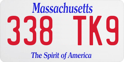 MA license plate 338TK9