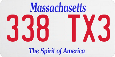 MA license plate 338TX3