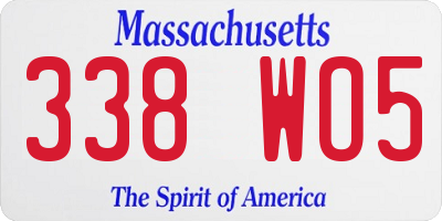 MA license plate 338WO5