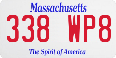 MA license plate 338WP8