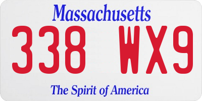 MA license plate 338WX9