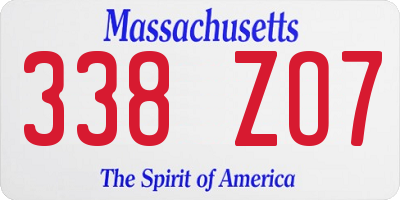 MA license plate 338ZO7