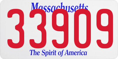 MA license plate 33909