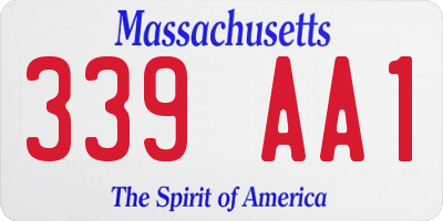 MA license plate 339AA1