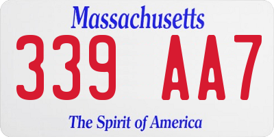 MA license plate 339AA7