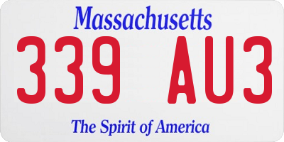 MA license plate 339AU3
