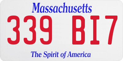 MA license plate 339BI7