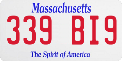 MA license plate 339BI9