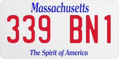 MA license plate 339BN1