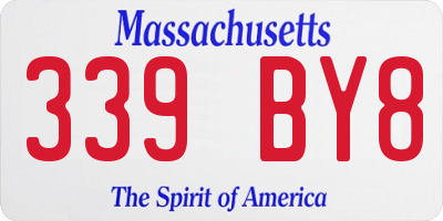 MA license plate 339BY8